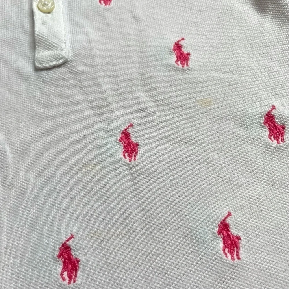 Ralph Lauren 18M Colorblock Polo Dress White Pink Multi-Pony Pattern Embroidered